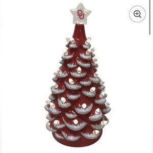 Christmas 14" Oklahoma University Ceramic Tree Lighted Crimson White, Glitter
